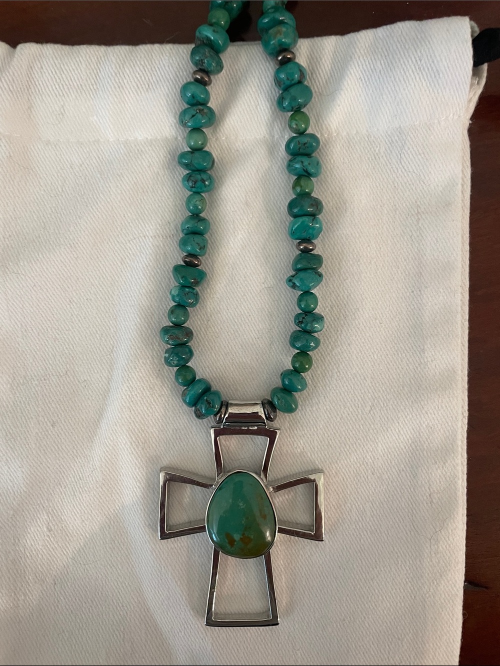 NWT Paige Wallace Turquoise Cross Pendant Necklace - Turquoise Bead